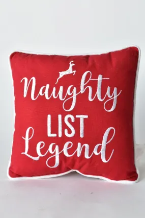 Naughty List Legend Embroidered Pillow