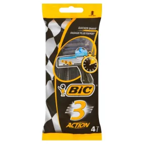 (NET) Bic Shaver 3 Action Razors For Men / 4 Pieces