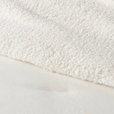 New - Full/Queen Cozy Faux Shearling Comforter and Sham Set Ivory - Threshold