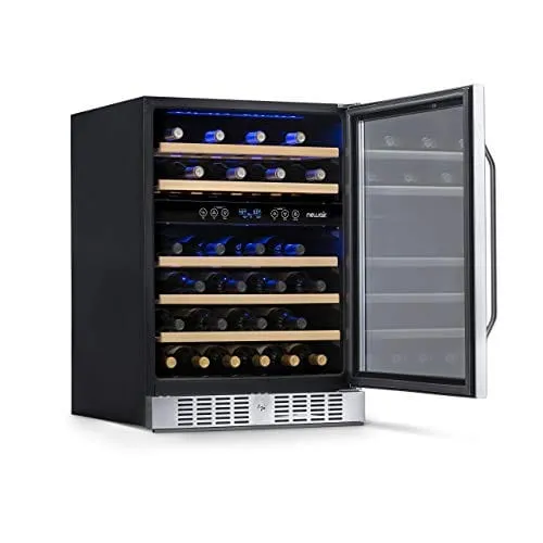 NewAir 24" Built-in 46 Bottle Dual Zone Wine Fridge, Stainless Steel