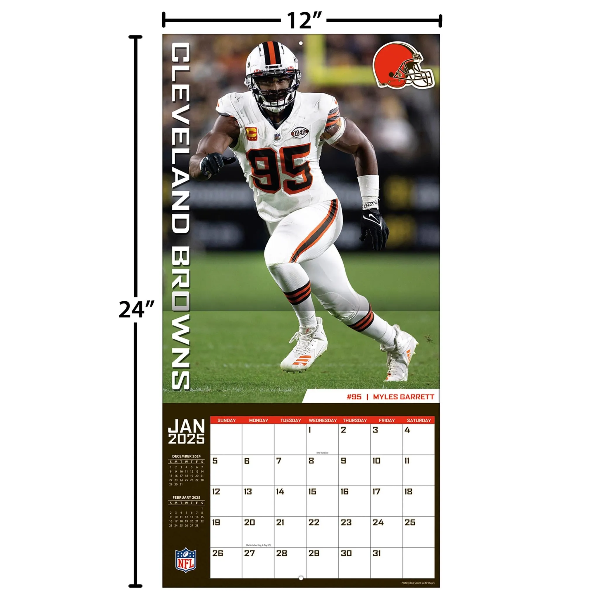 NFL Cleveland Browns Wall 2025 Calendar - Online Exclusive