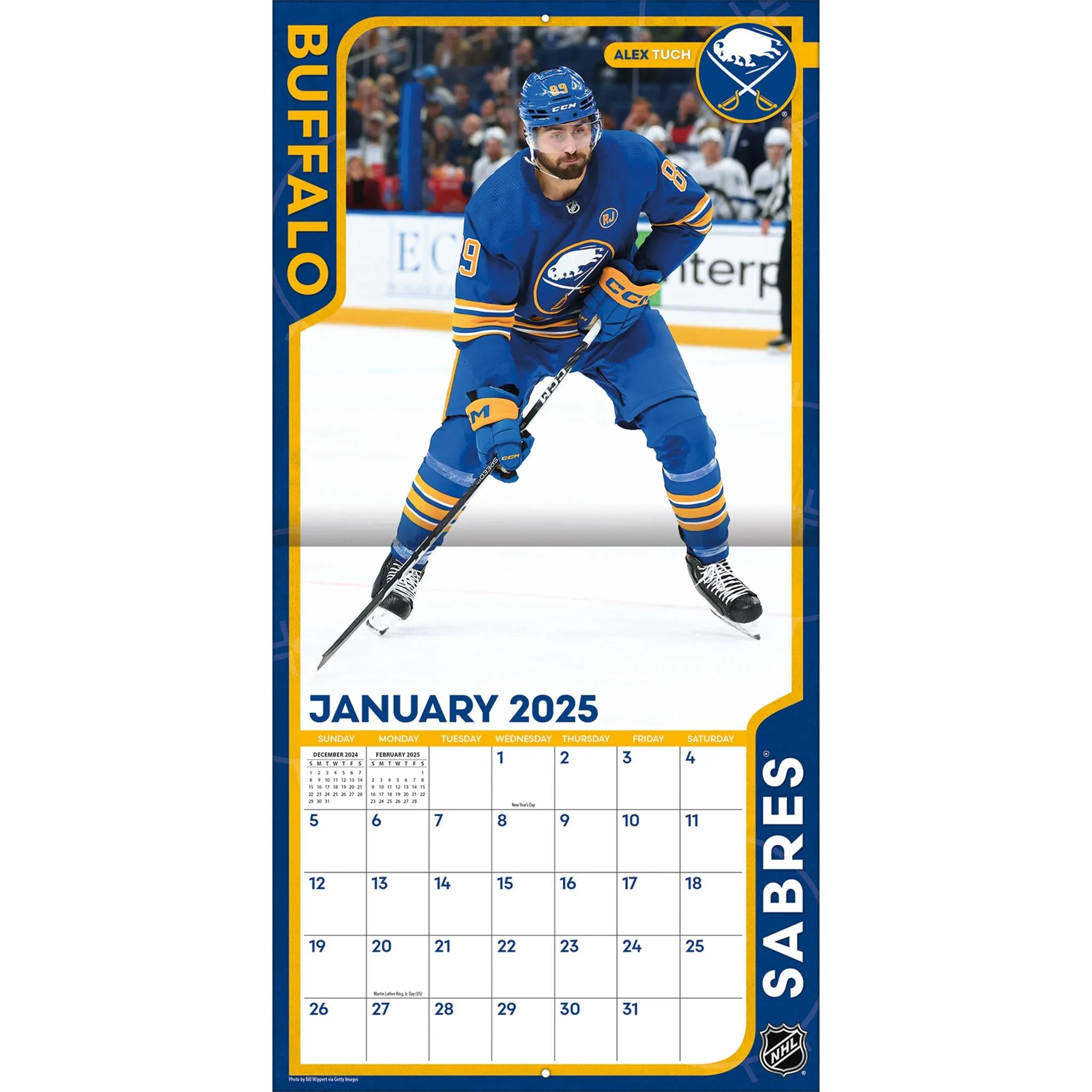 NHL Buffalo Sabres Wall 2025 Calendar