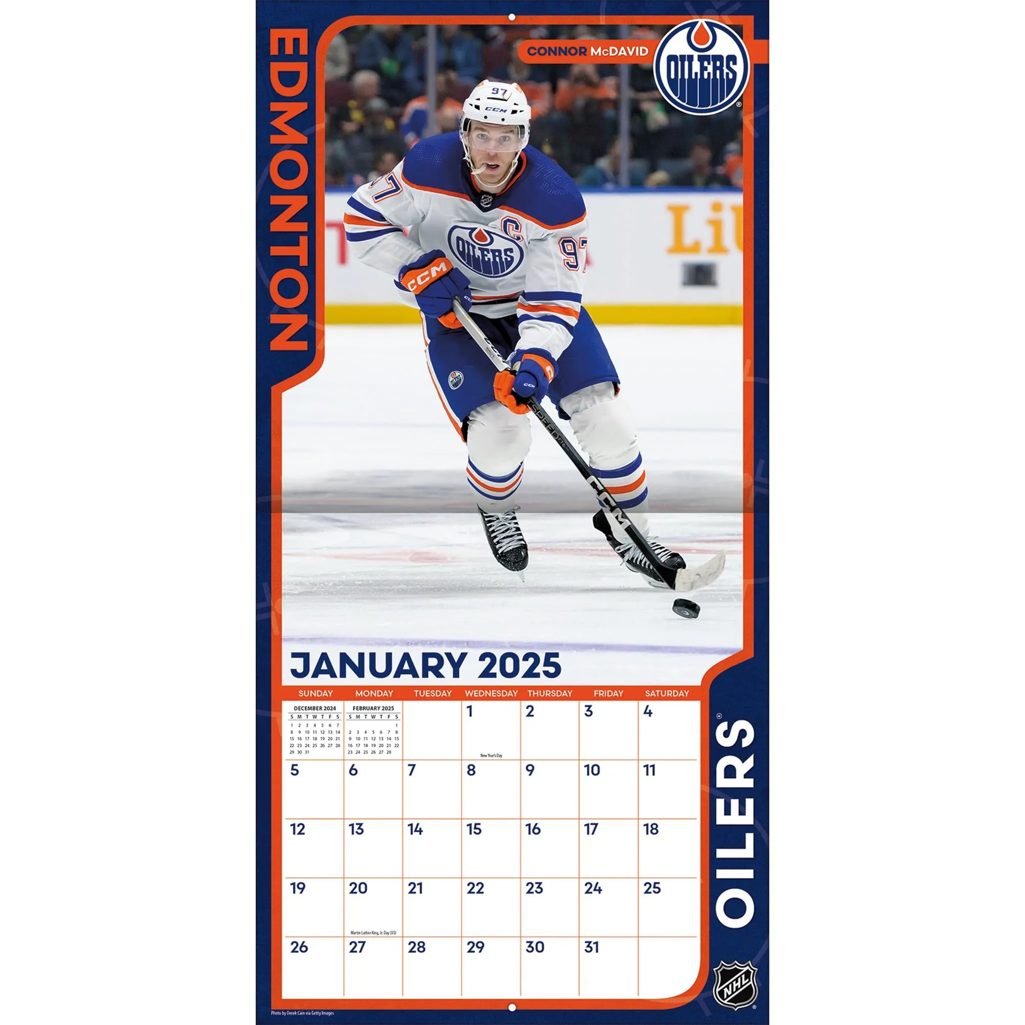 NHL Edmonton Oilers Wall 2025 Calendar