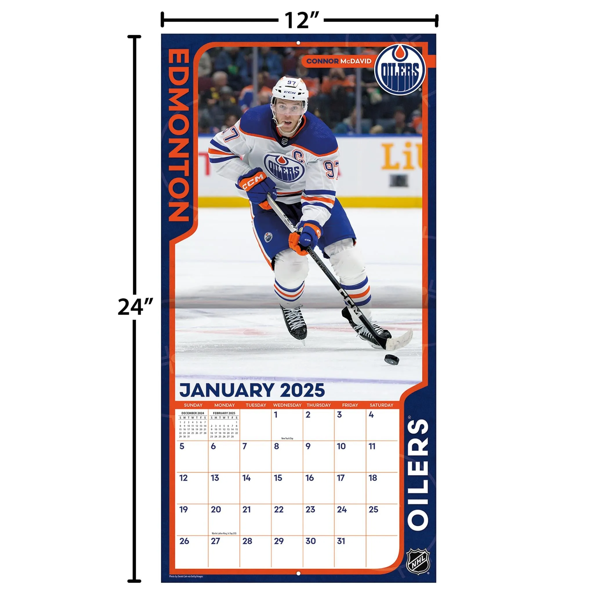 NHL Edmonton Oilers Wall 2025 Calendar