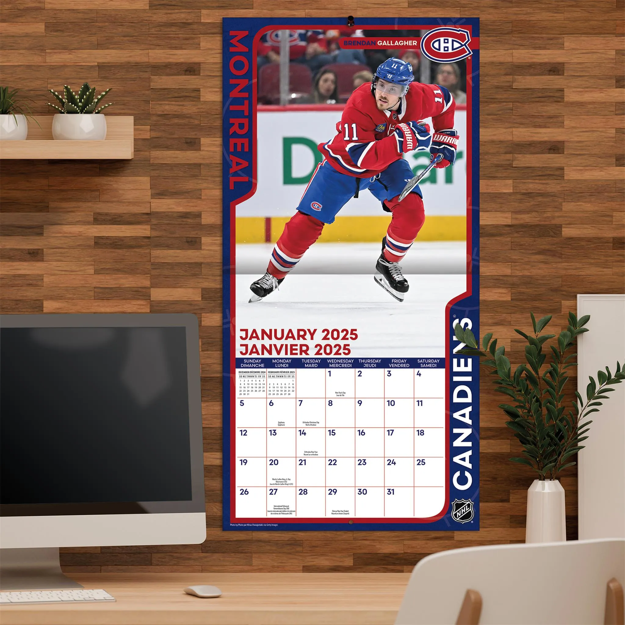 NHL Montreal Canadiens Bilingual Wall 2025 Calendar