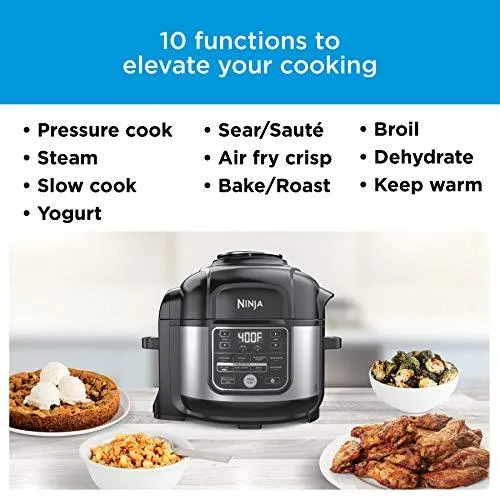 Ninja OS301 Foodi 10-in-1 Pressure Cooker and Air Fryer with Nesting Broil Rack, 6.5 Quart, Stainless Steel