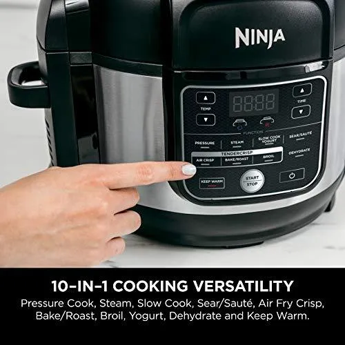 Ninja OS301 Foodi 10-in-1 Pressure Cooker and Air Fryer with Nesting Broil Rack, 6.5 Quart, Stainless Steel