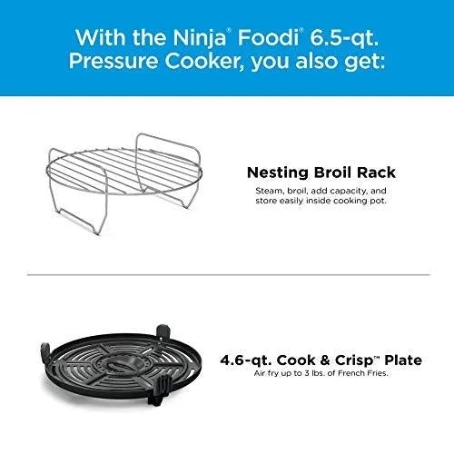 Ninja OS301 Foodi 10-in-1 Pressure Cooker and Air Fryer with Nesting Broil Rack, 6.5 Quart, Stainless Steel