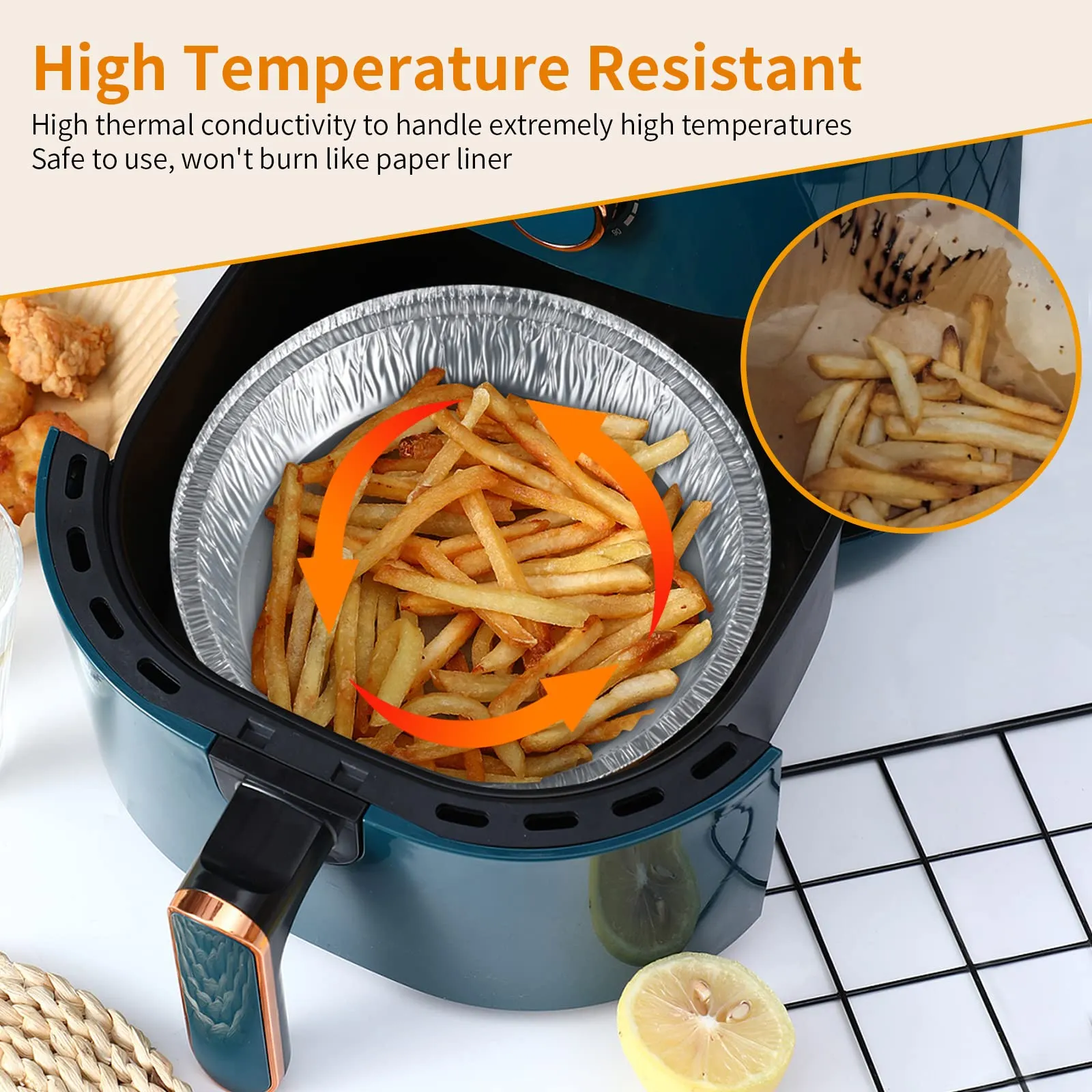 Non-stick Aluminum Foil Liners Air Fryer Disposable Paper Liner Oil-proof Steaming Basket Kitchen Tool BBQ Drip Pan Tray