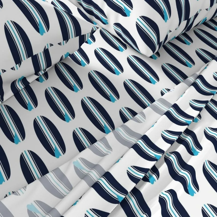 Ocean Blues Classic Surfboards Sheet Set from Surfer Bedding™️ Medium Scale