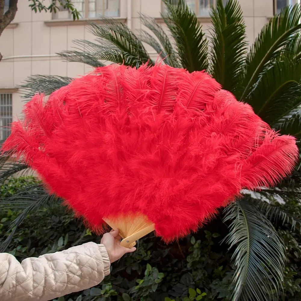 Ostrich Feathers Large Hand Held Fans - 90-130cm Plumas