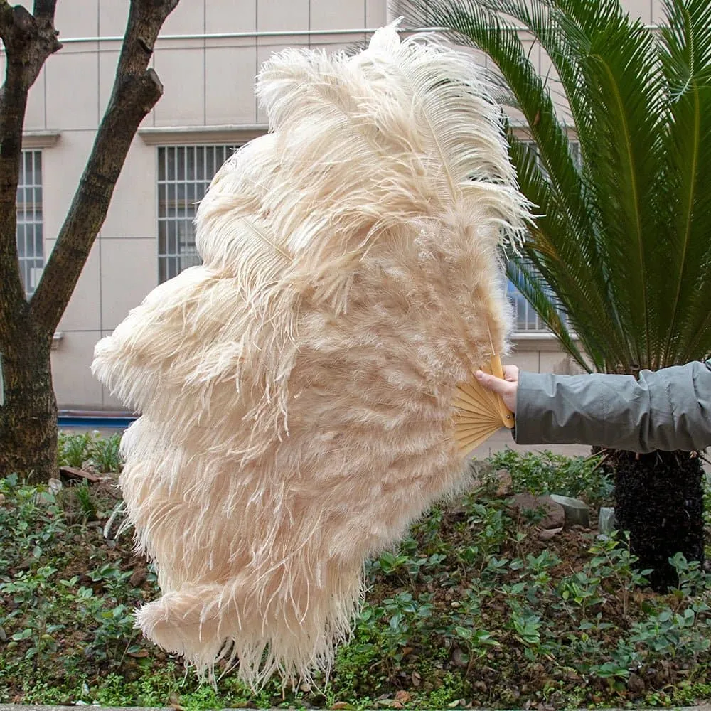 Ostrich Feathers Large Hand Held Fans - 90-130cm Plumas