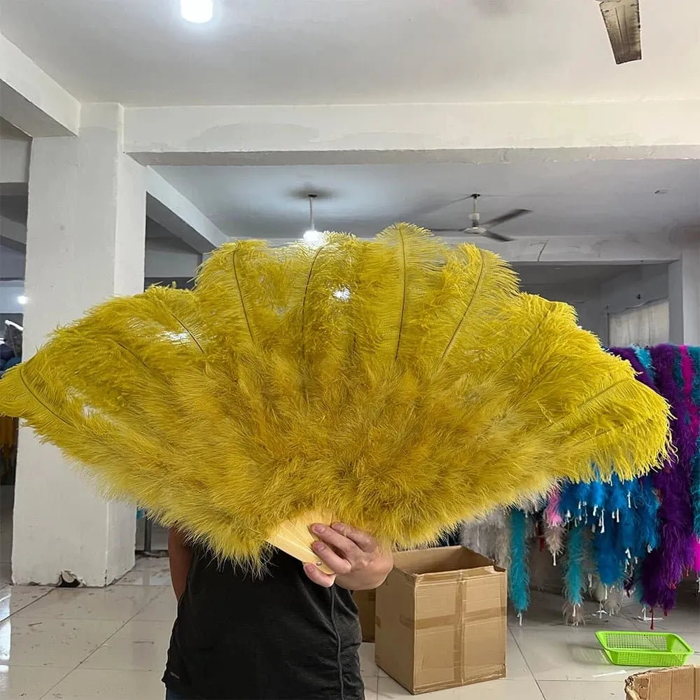 Ostrich Feathers Large Hand Held Fans - 90-130cm Plumas