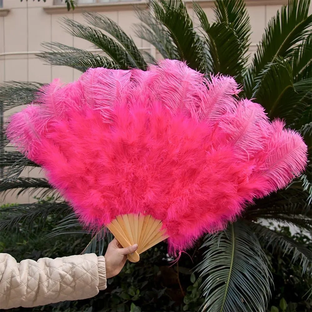 Ostrich Feathers Large Hand Held Fans - 90-130cm Plumas