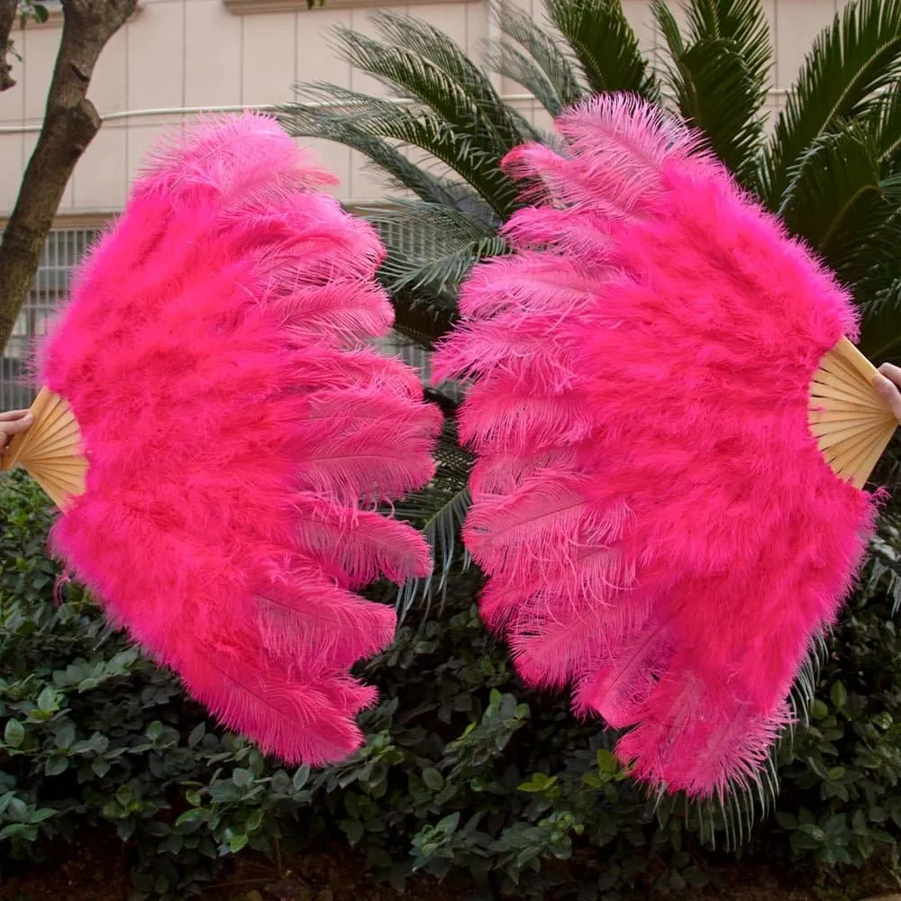 Ostrich Feathers Large Hand Held Fans - 90-130cm Plumas