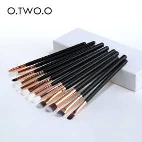 O.TWO.O 12PCS EYE MAKEUP BRUSHES SET (BLACK)