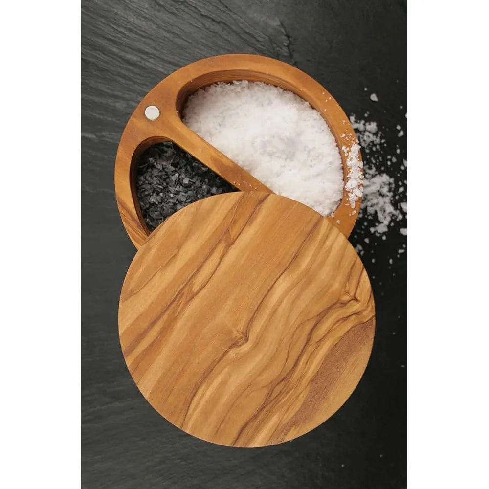 Palermo Dual Bin Olive Wood Salt Keeper