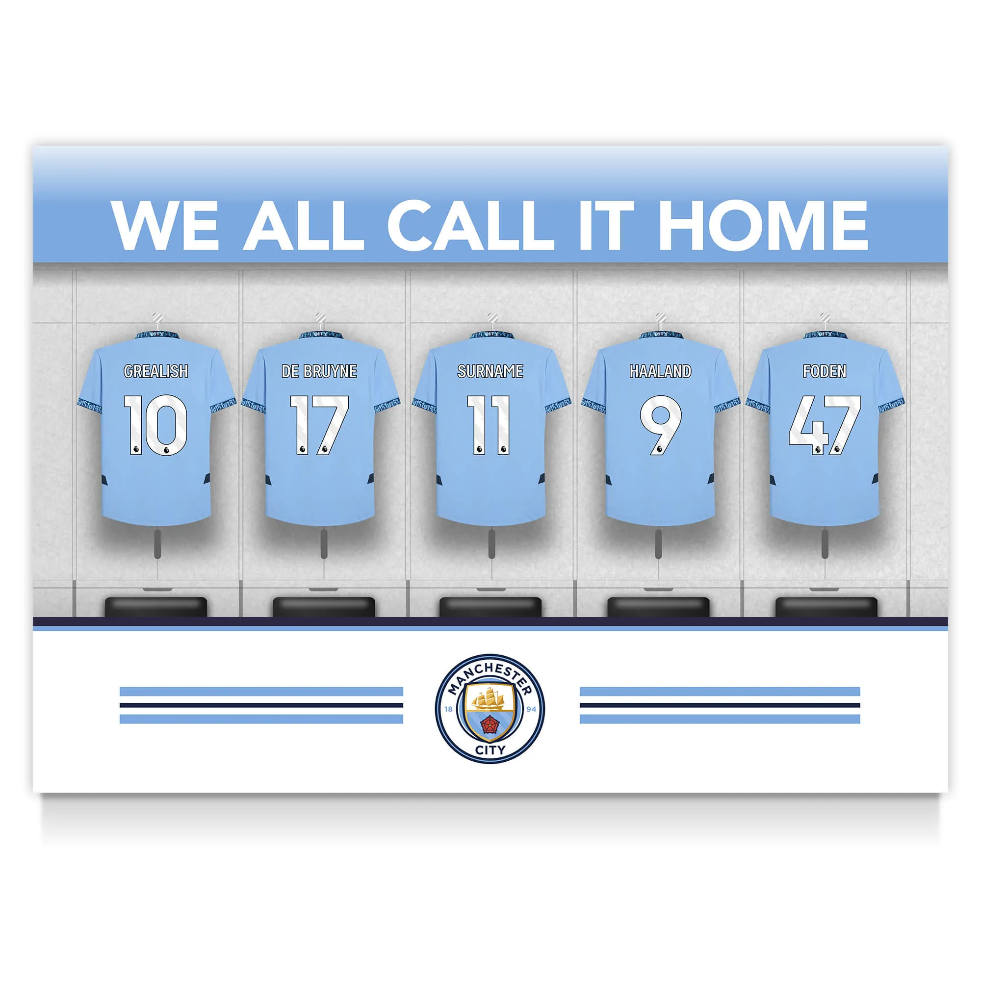 Personalised Manchester City FC Dressing Room Poster