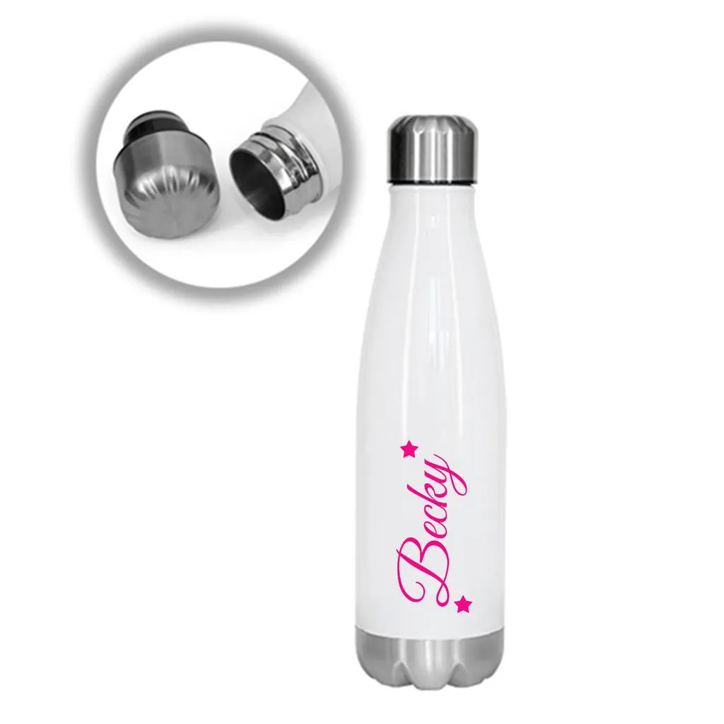 Personalised Water Bottle Stainless Steel Vacuum Insulated Chilly Flask 550ml