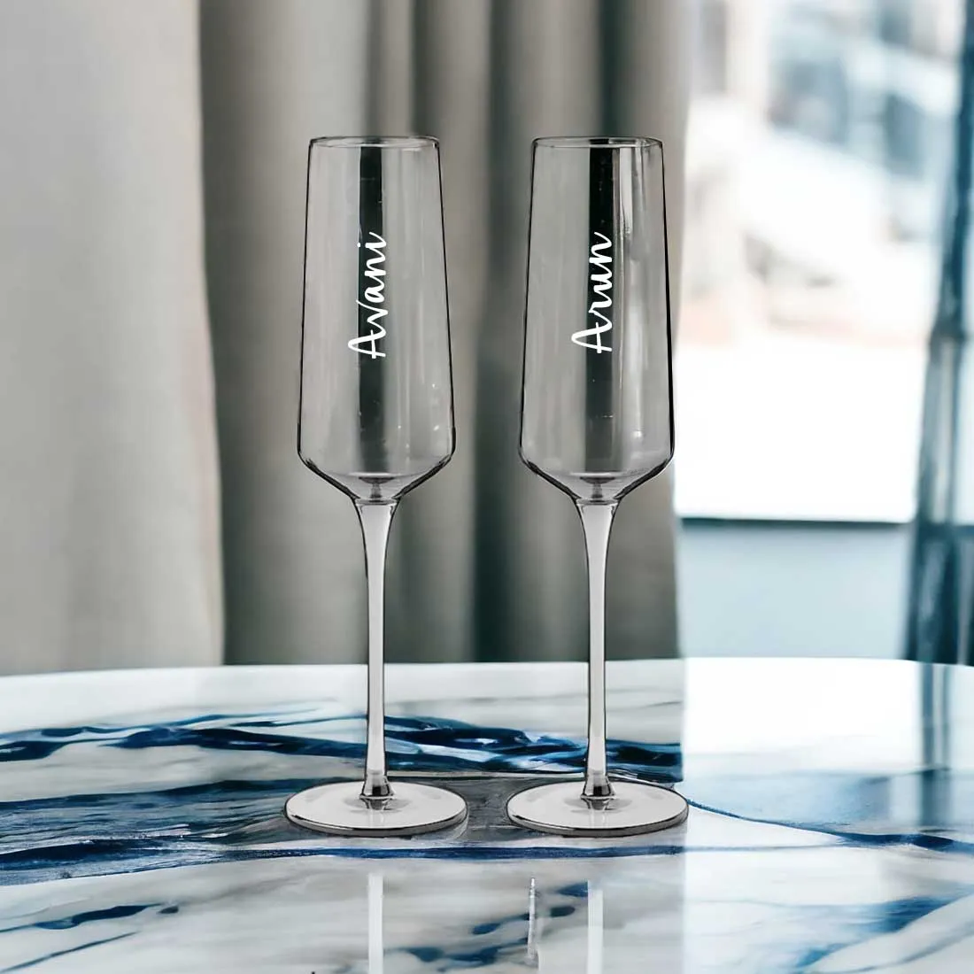 Personalized Champagne Flutes - Premium Engraved Champagne Glasses