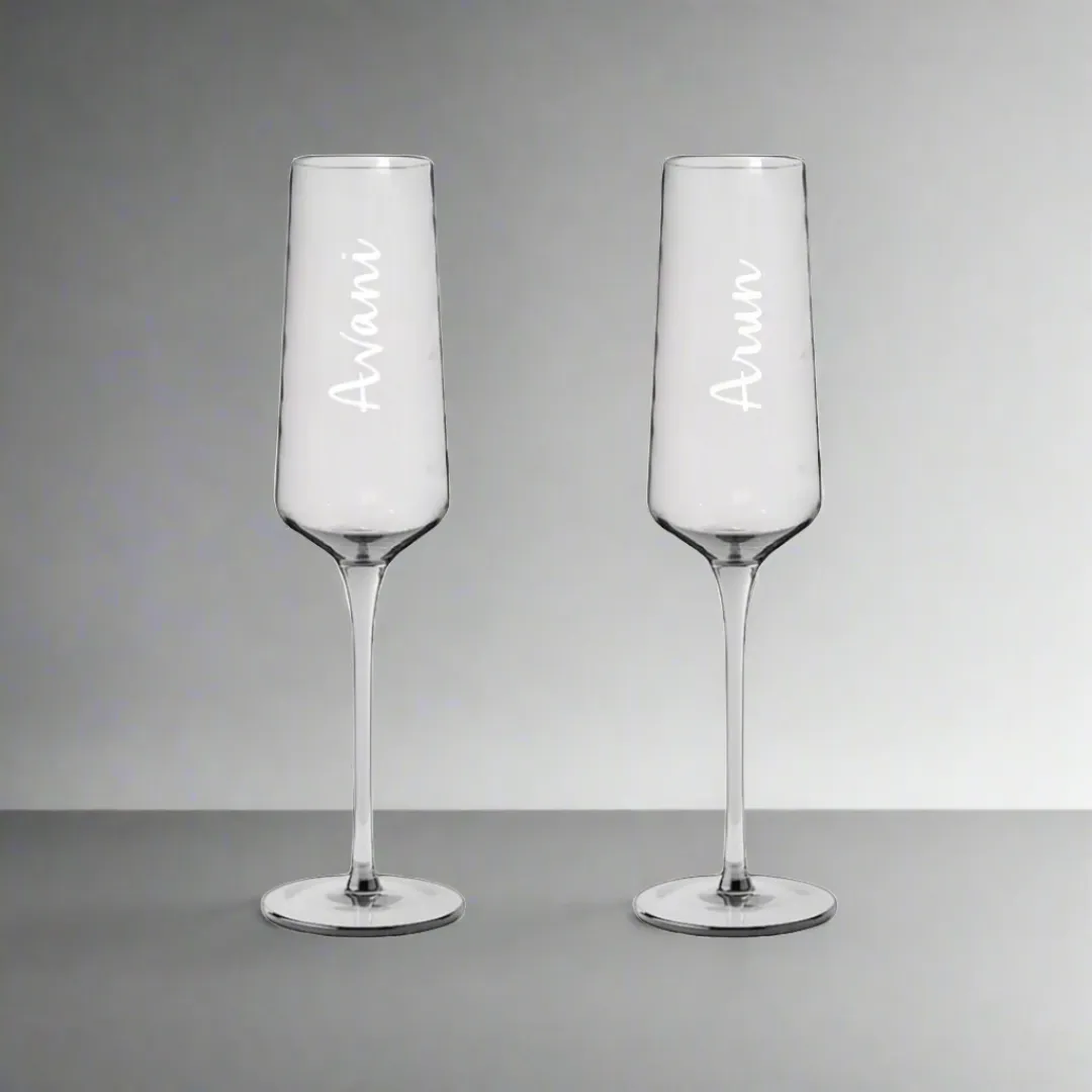 Personalized Champagne Flutes - Premium Engraved Champagne Glasses