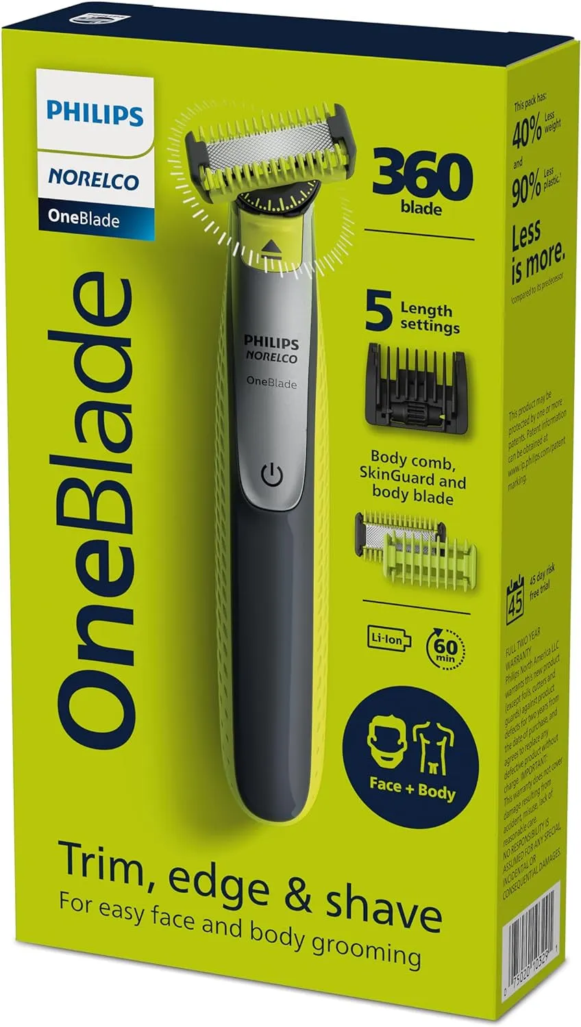 Philips Norelco Oneblade 360 Face   Body Hybrid Electric Shaver QP2834/70