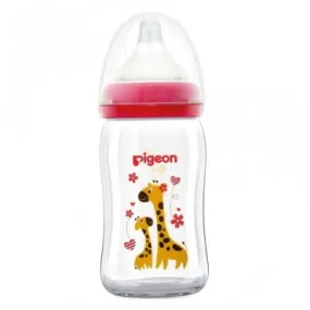 Pigeon Wide-Neck Softouch Glass Peristaltic Plus Nursing Bottle - 160ml (Giraffe)