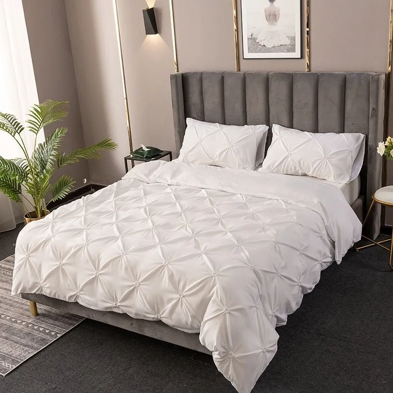 Pinch Pleated Solid Color Duvet Cover Set with Comforter Covers