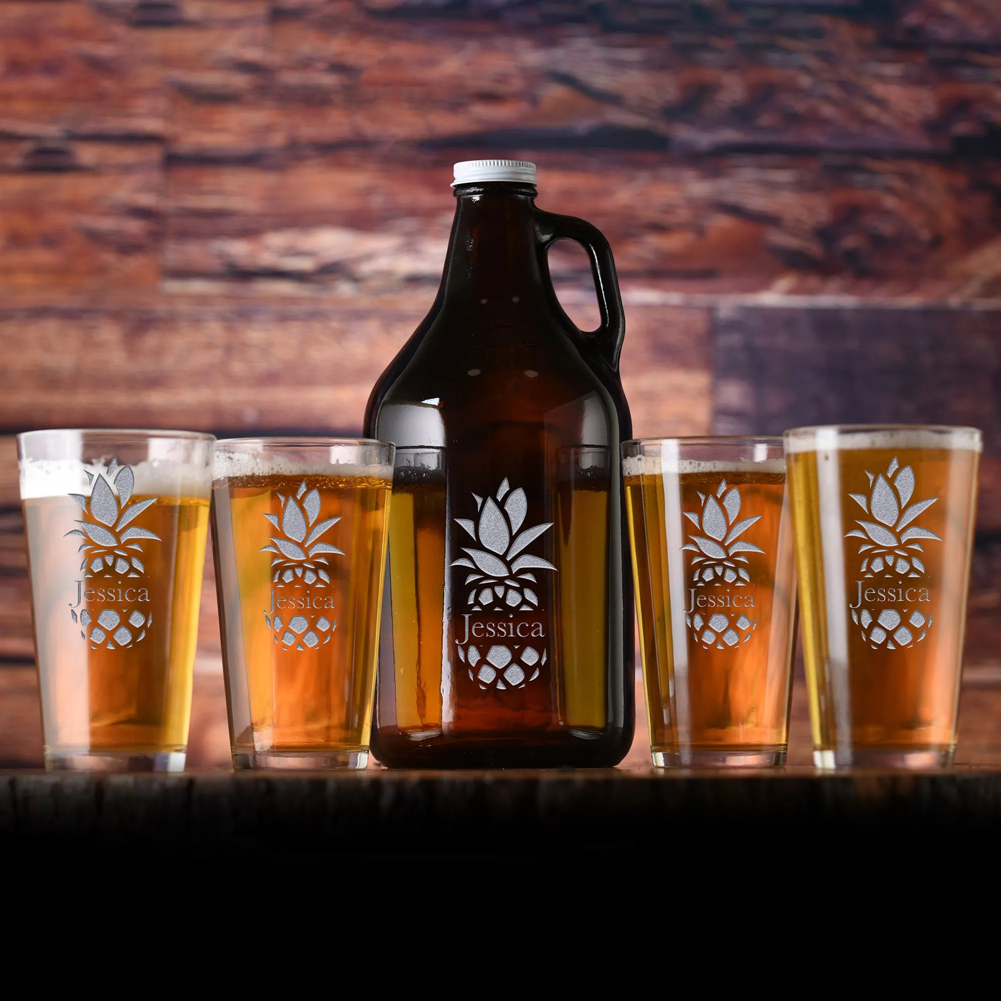 Pineapple Custom Beer Growler & Pint Glass Gift Set