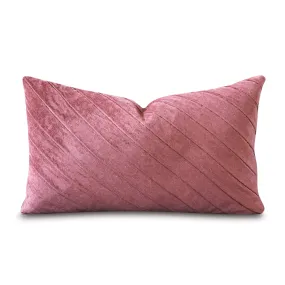 Pink Diagonal Velvet Stripe Throw Pillow Cover 13x22