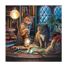 Purrlock Holmes Light Up Canvas Plaque by Lisa Parker - 30x30cm Illuminated Wall Art