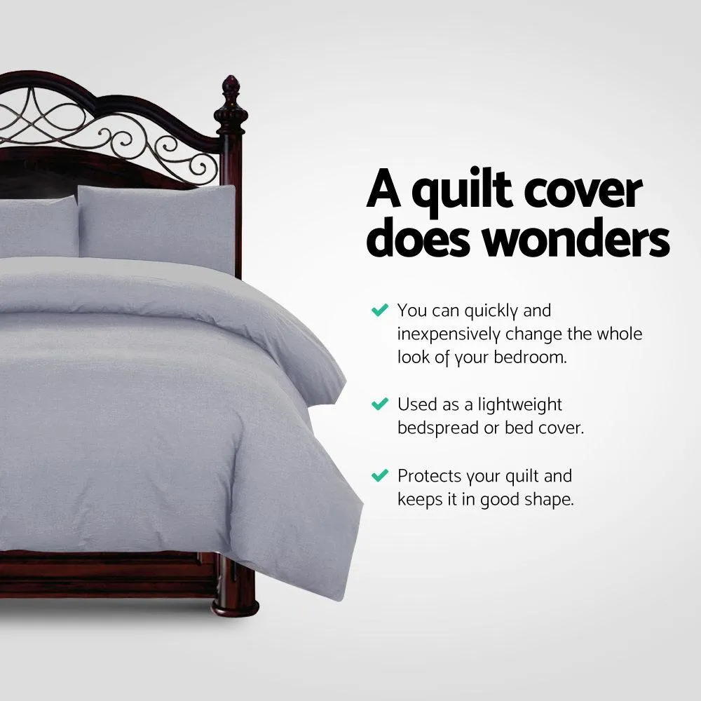 Queen Size Classic Quilt Cover Set - Grey