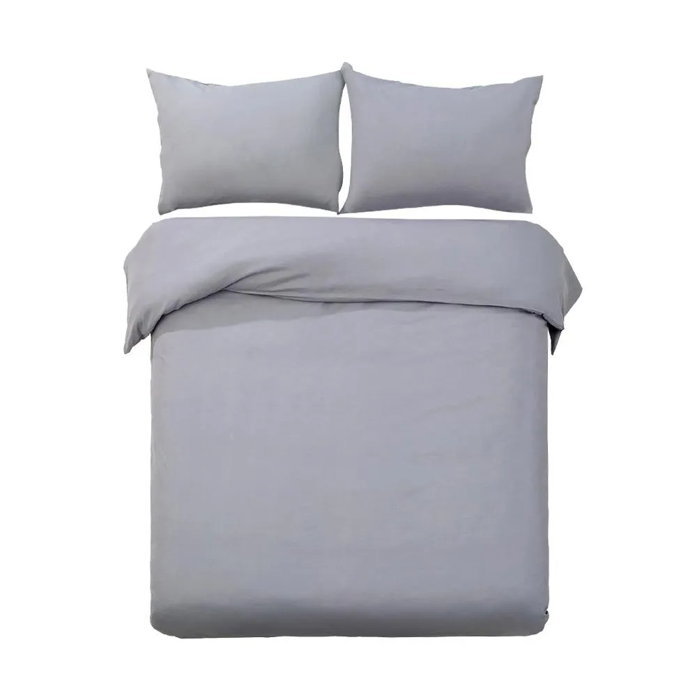 Queen Size Classic Quilt Cover Set - Grey