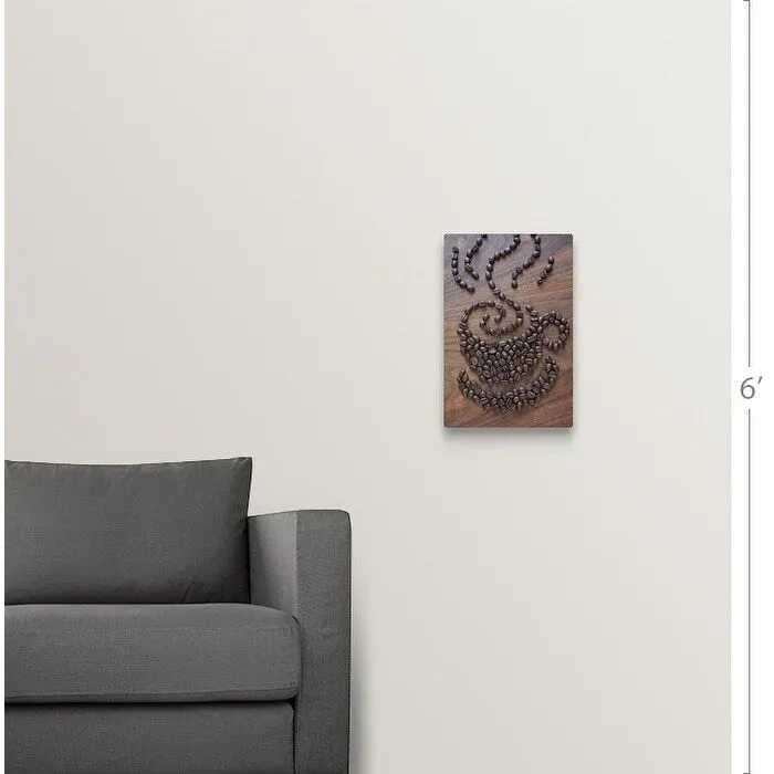 "A cup of coffee illustrated using coffee beans" Canvas Wall Art