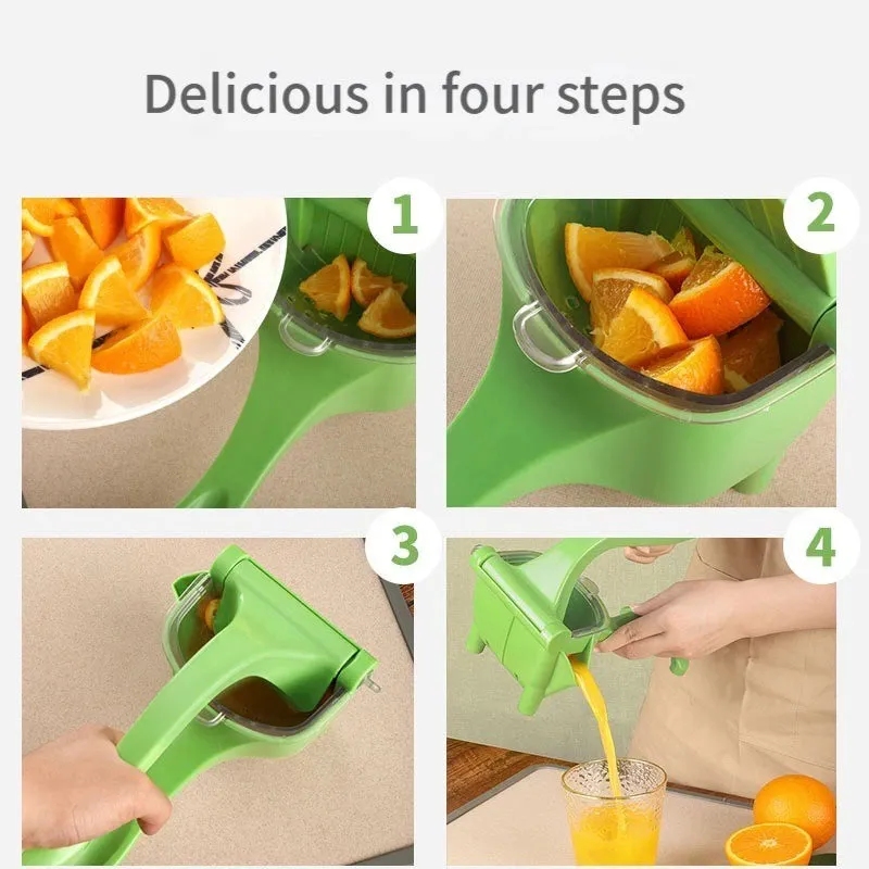 "Effortlessly Extract Fresh Juice with our Handheld Green Multifunctional Non-Electric Juicer - Perfect for Lemons, Fruits, and Vegetables!"