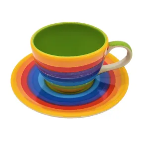 Rainbow Ceramic Coffee Cup & Saucer