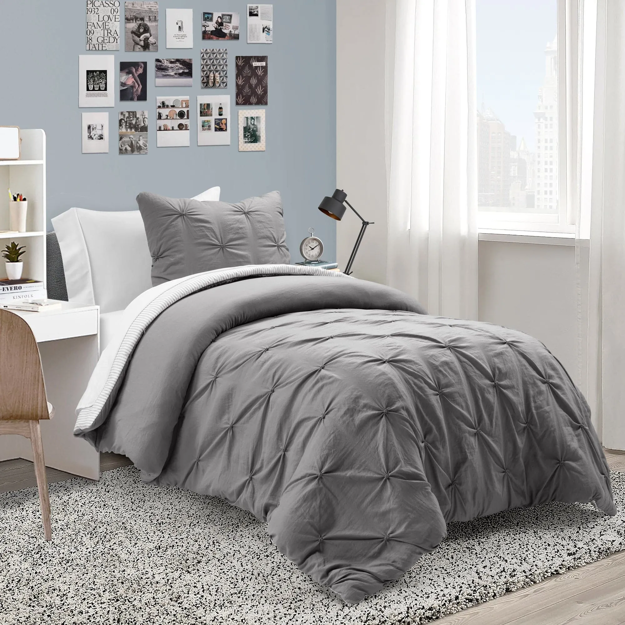 Ravello Pintuck Reversible Comforter Bed In A Bag