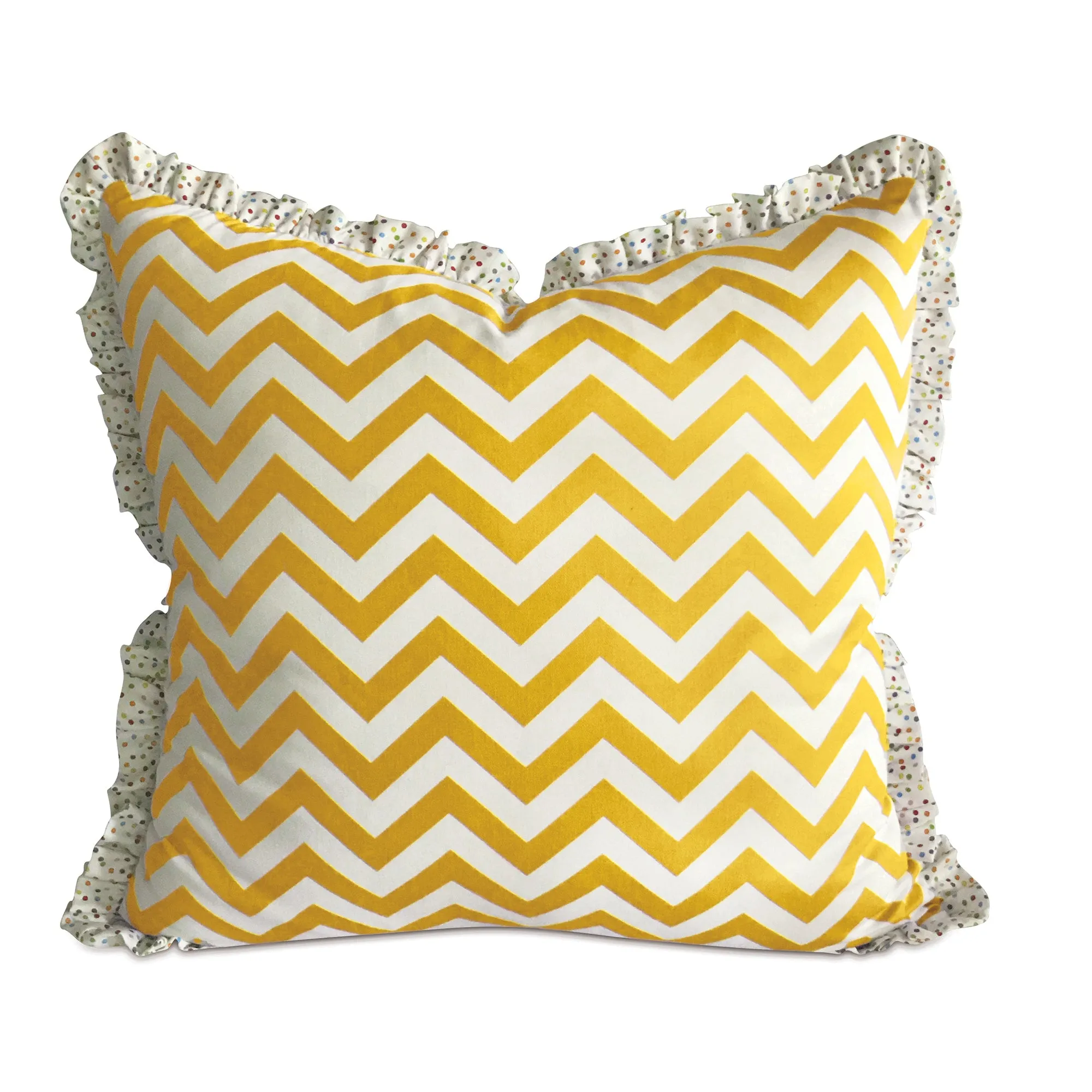 Ruffled Yellow Chevron 100% Cotton Euro Sham 26x26