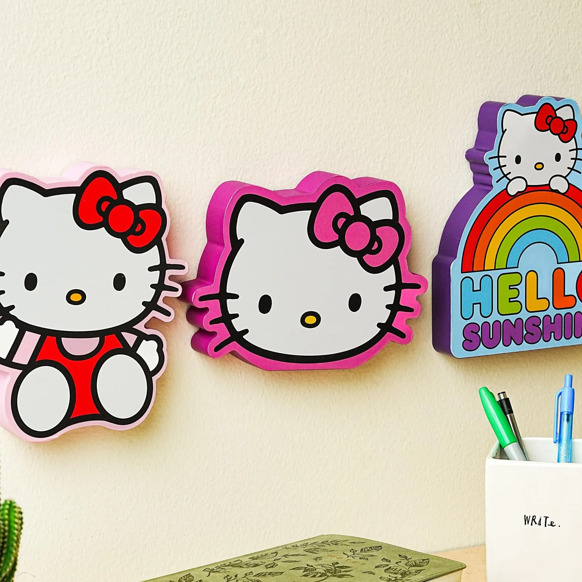 Sanrio Hello Kitty Glitter Bow Die-Cut Wooden Wall Art Sign