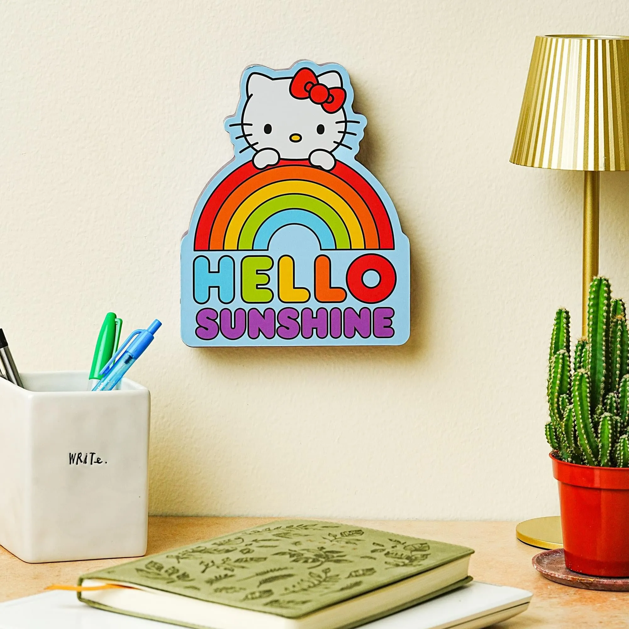 Sanrio Hello Kitty Rainbow Die-Cut Wooden Wall Art Sign