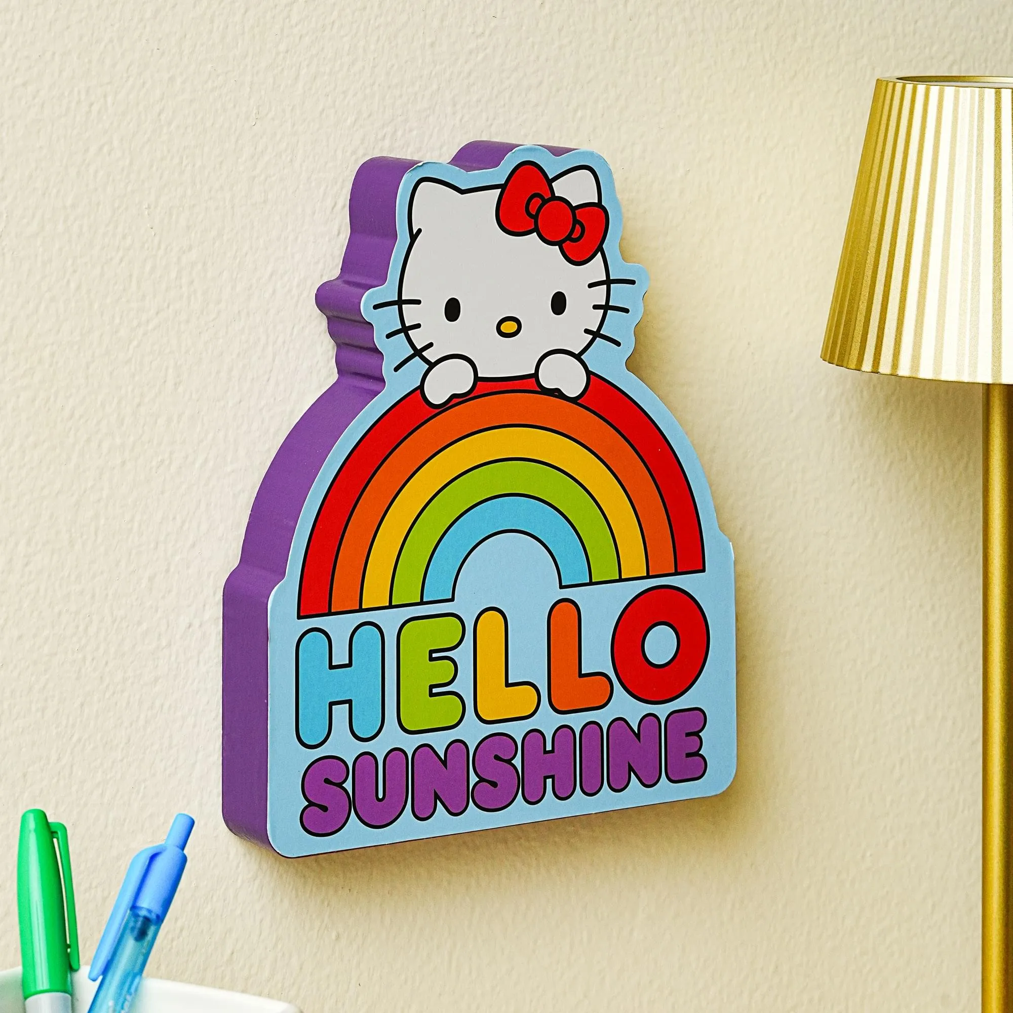 Sanrio Hello Kitty Rainbow Die-Cut Wooden Wall Art Sign