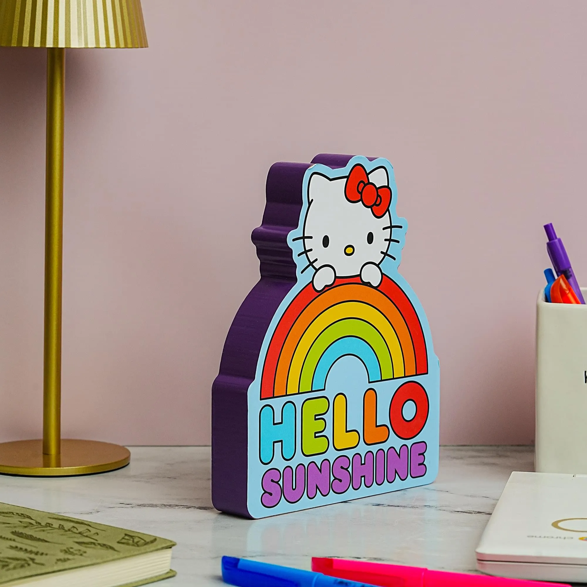 Sanrio Hello Kitty Rainbow Die-Cut Wooden Wall Art Sign