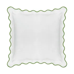 Scalloped Euro Sham, Green/White