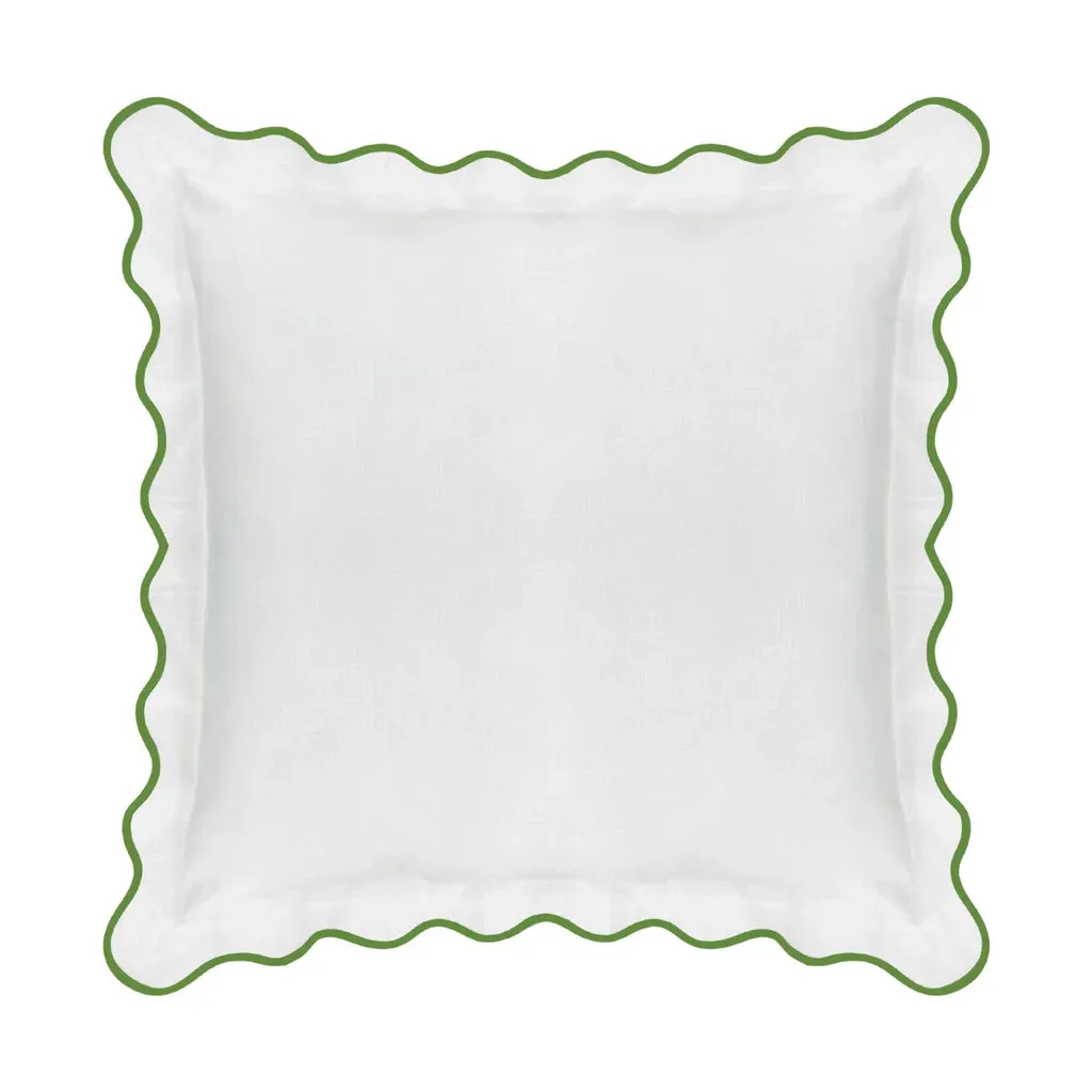 Scalloped Euro Sham, Green/White