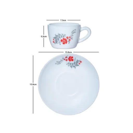 Scarlet Bliss Cup & Saucer Set, 6 Pcs