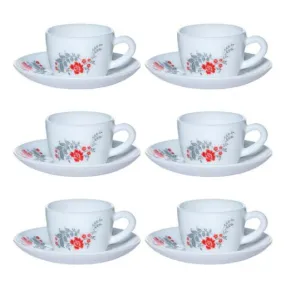 Scarlet Bliss Cup & Saucer Set, 6 Pcs