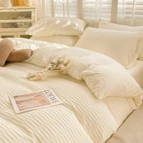 Seersucker Bedding Set with Soft Duvet Cover, Flat Sheets, and Pillowcase