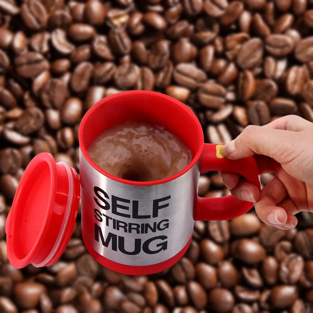 Self-Stirring Stainless Steel Coffee Mug (400ml)