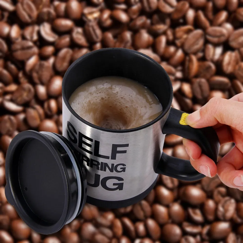 Self-Stirring Stainless Steel Coffee Mug (400ml)