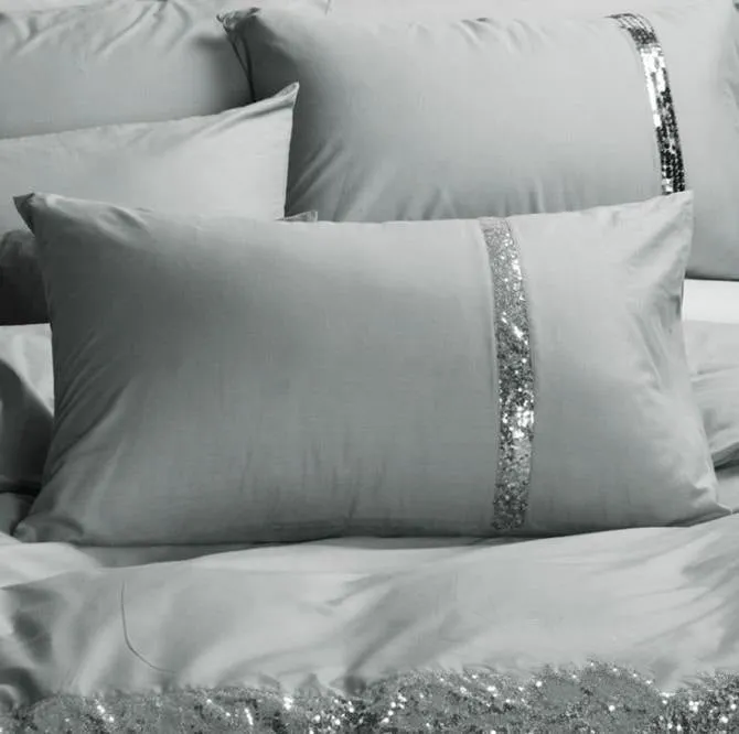 Sequin Grey Cotton Luxury 4-Piece Bedding Sets/Duvet Covers